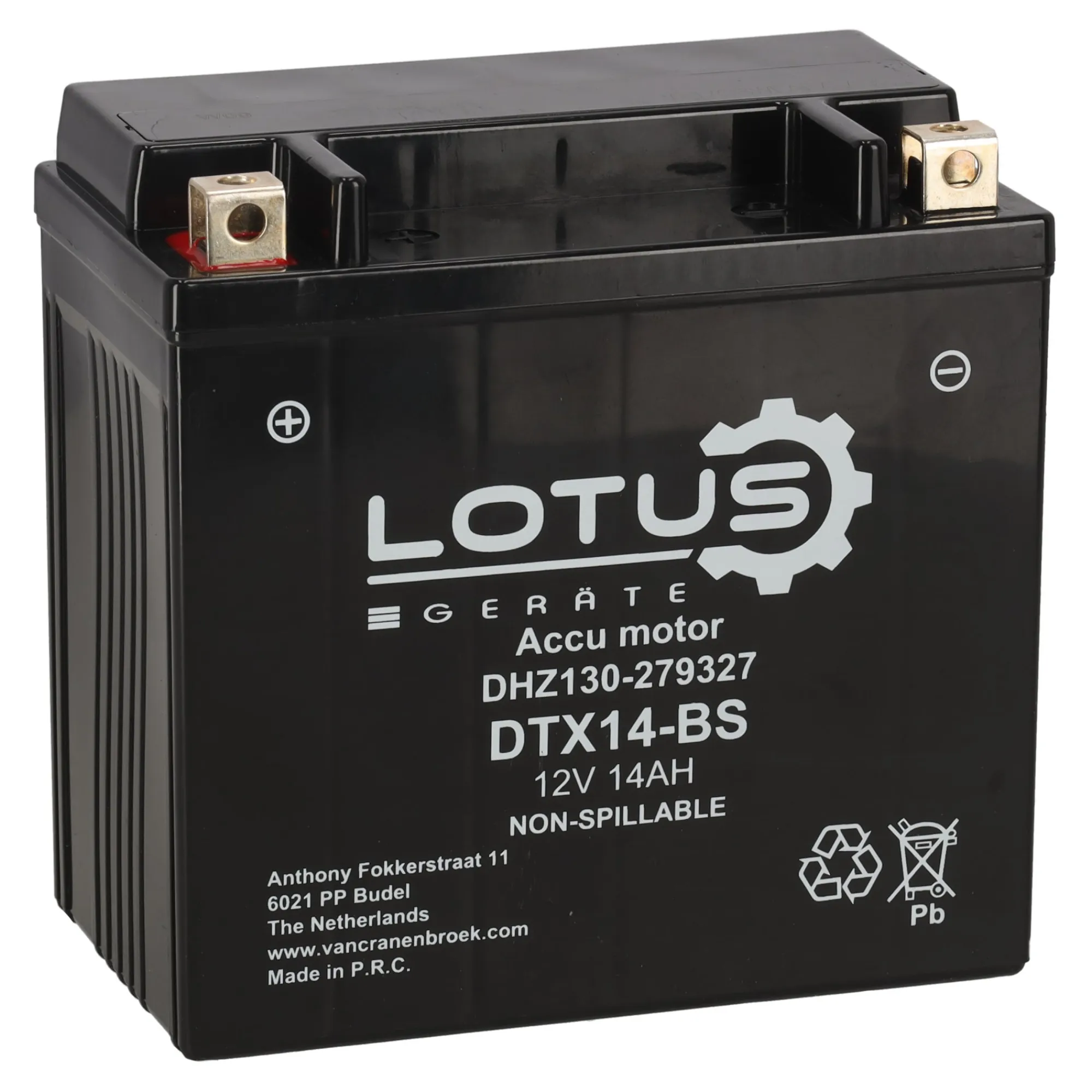 Lotus Accu'S>Accu motor 12V 14Ah DTX14-BS V2