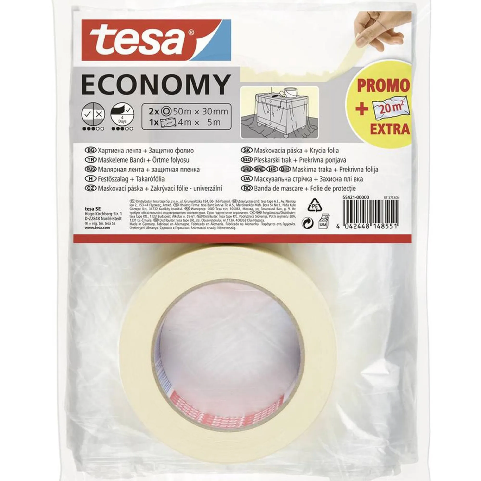 Tesa Verfspullen>Afplakband uni 30mmx50M 2st+ folie