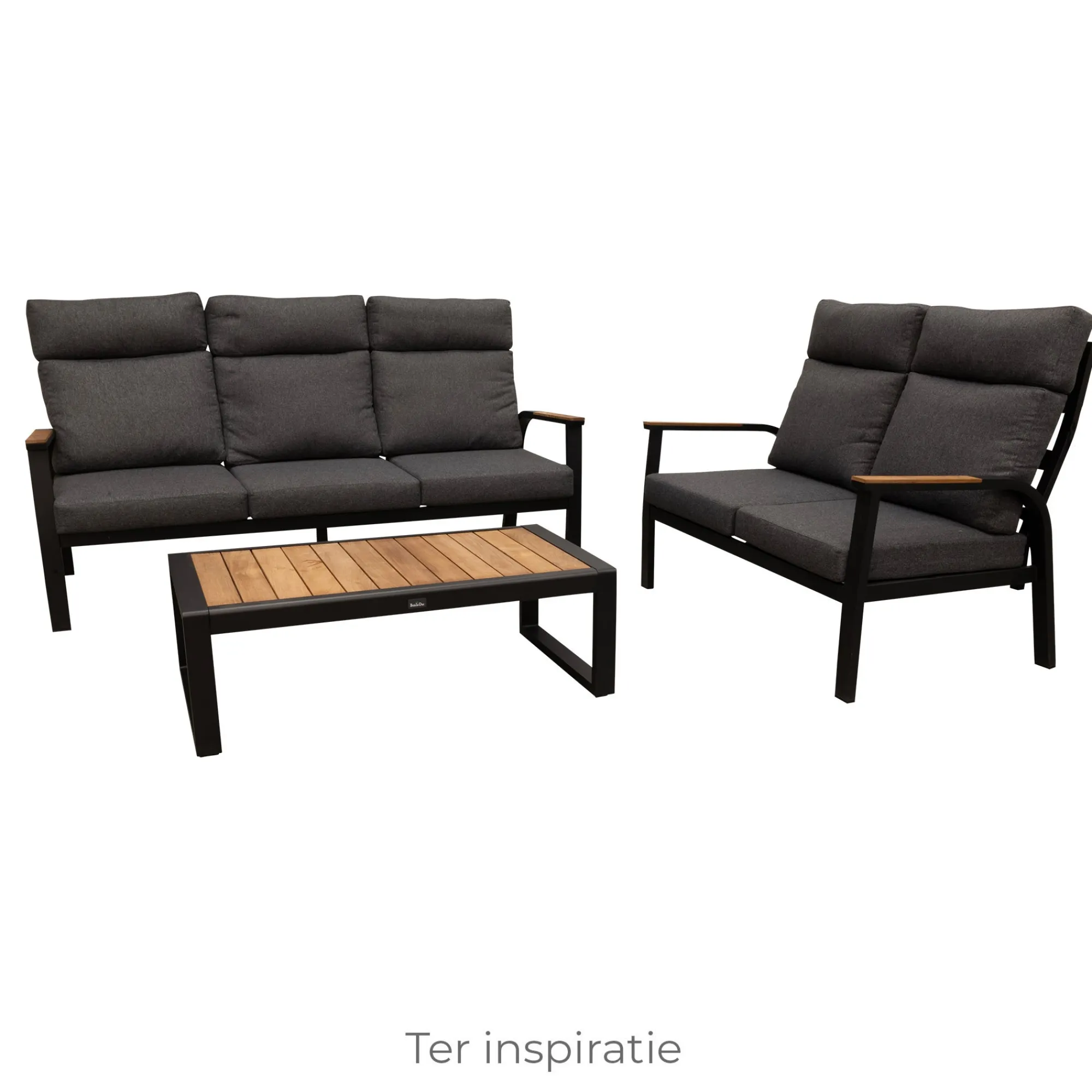Bois le Duc Loungesets>Bank 2-zit Harston zwart met kussens