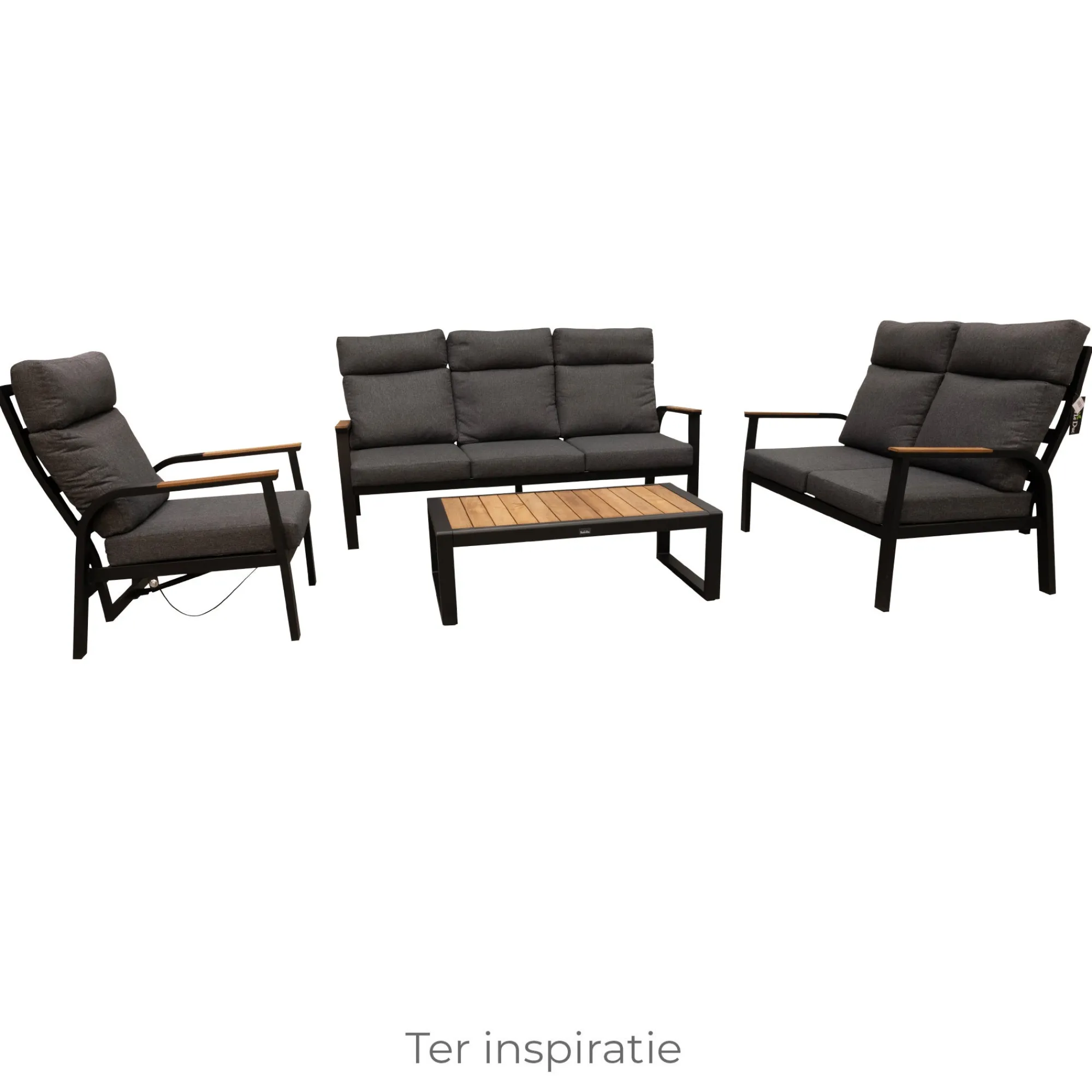 Bois le Duc Loungesets>Bank 2-zit Harston zwart met kussens