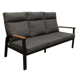 Bois le Duc Loungesets>Bank 3-zit Harston zwart met kussens