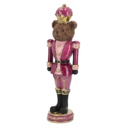 Kerstdecoratie>Beeld beer trompet roze 39cm