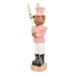 Kerstdecoratie>Beeld beer wachter roze 78 cm