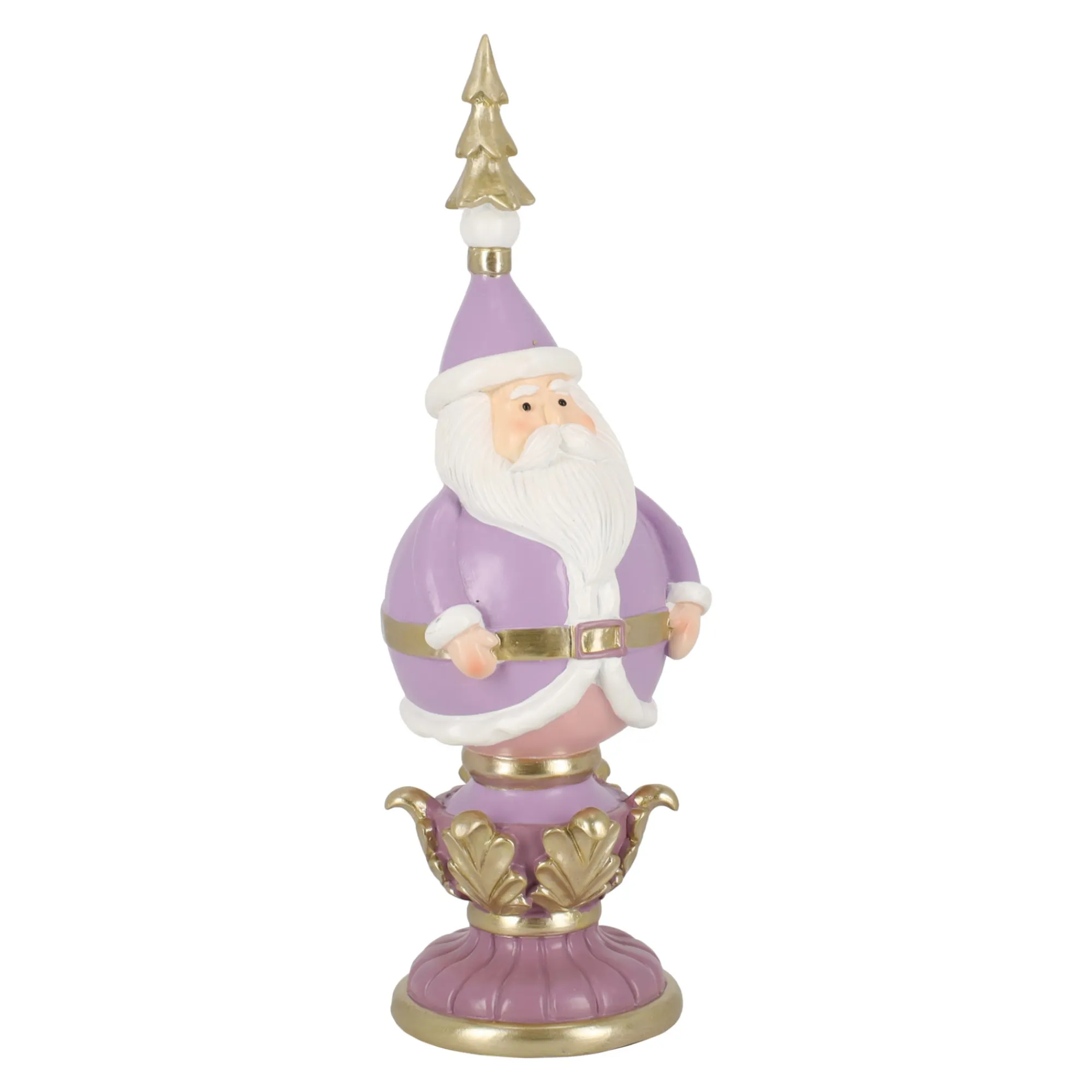 Kerstdecoratie>Beeld kerstman paars 34 cm