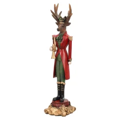 O'malley Kerstdecoratie>Beeld rendier trompet 37cm
