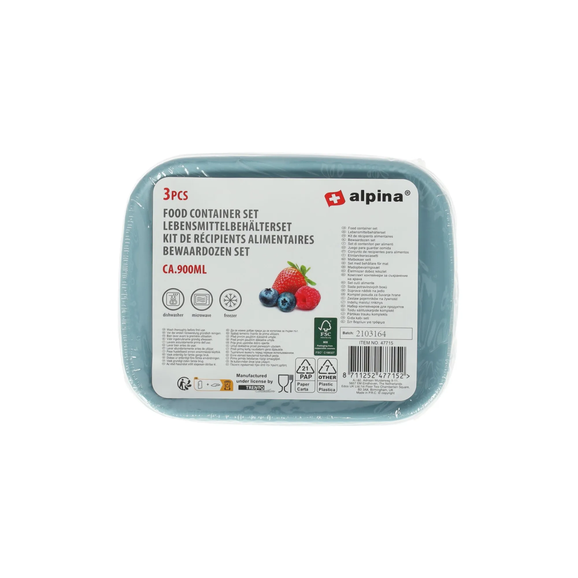 Alpina Opbergen>Bewaardoos 3-delig 900ml