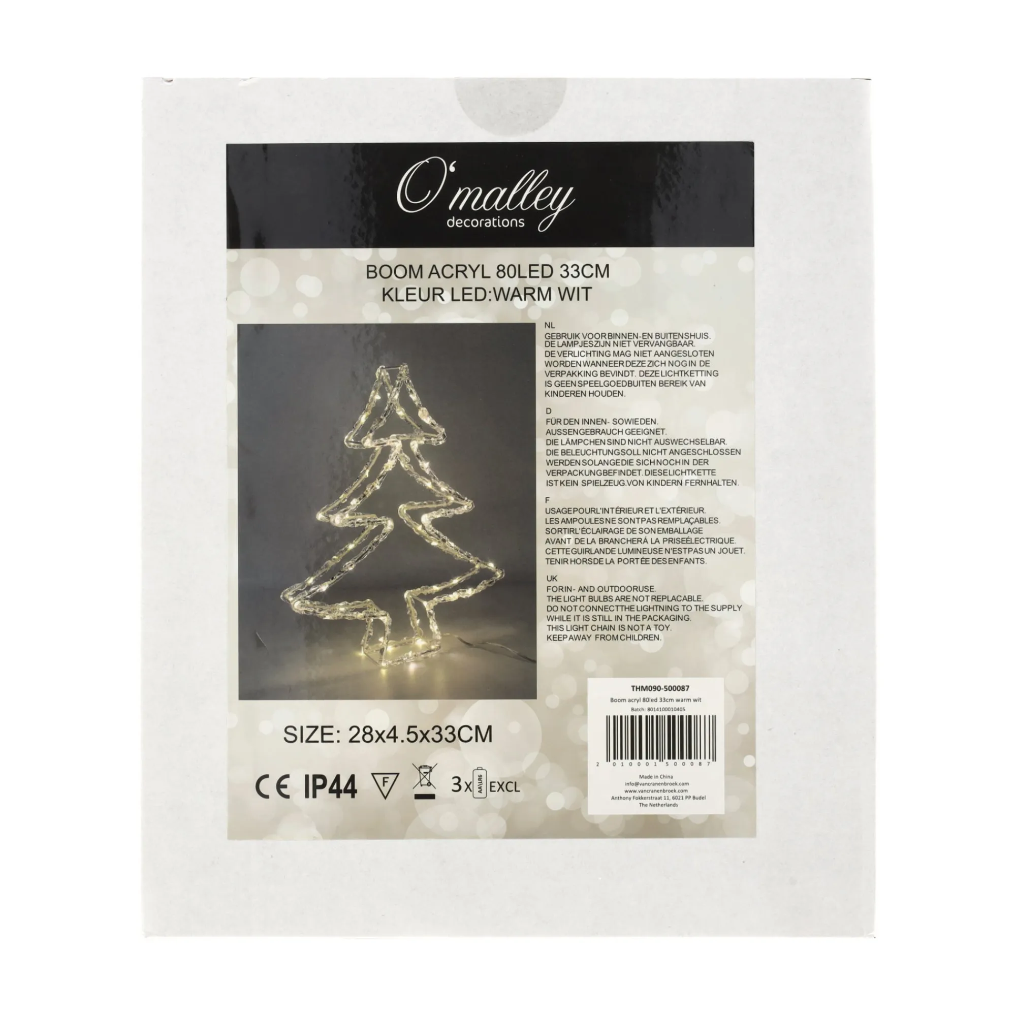 O'malley Kerstverlichting>Boom 80 LED warm wit