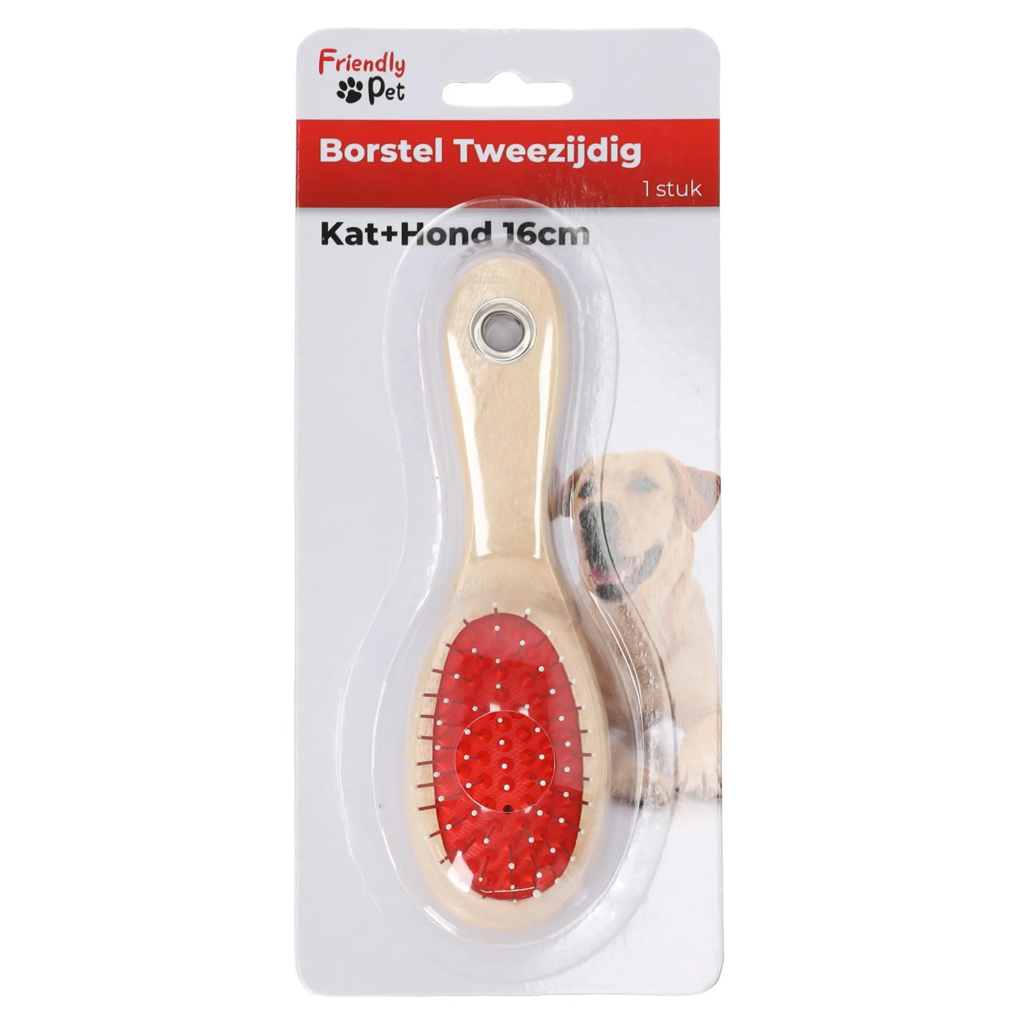 Friendly Pet Hondenverzorging>Borstel tweezijdig kat+hond 16cm