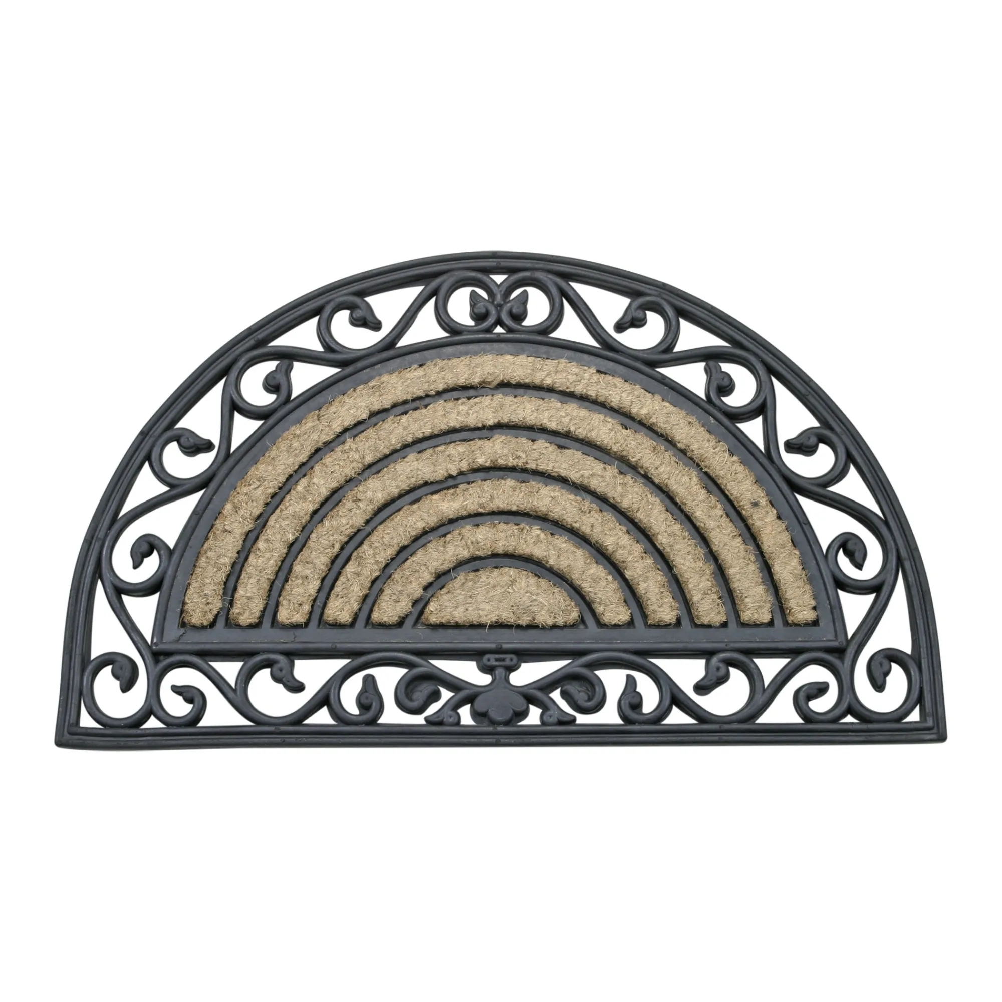Van Cranenbroek Woondecoratie>Deurmat rubber-kokos halfrond 45x75cm