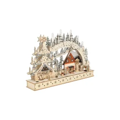 O'malley Kerstdorp|Kerstverlichting>Dorp kerst hout 45 x 30 cm 10 LED-warm wit