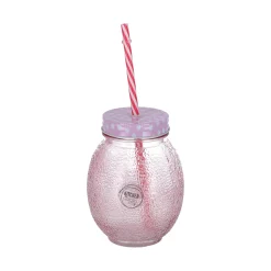 Decoris Koken & Tafelen>Drinkglas met rietje13 cm 4 assorti