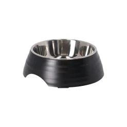 Friendly Pet Drink- En Voerbak Hond>Eetpot hond ribbel zwart 350ml