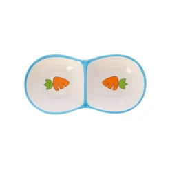 Friendly Pet Voer- En Drinkbakken Knaagdier>Eetpot knaagdier Ozzy keramisch dubbel blauw 16x8x3cm