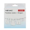 Nevac Badkameraccessoires|Wassen En Drogen>Flexibele waslijn met knijpers 190-240 cm