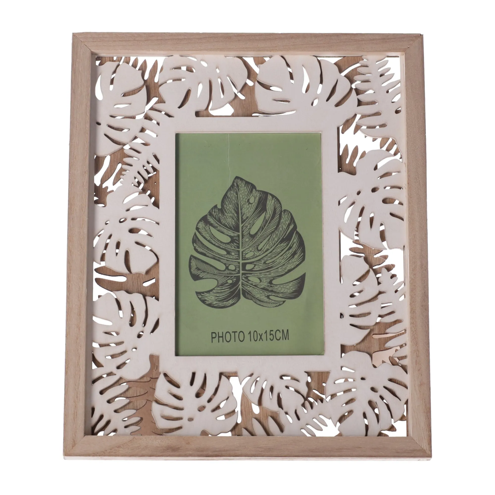 Woondecoratie>Fotokader hout palm wit 10 x 15 cm