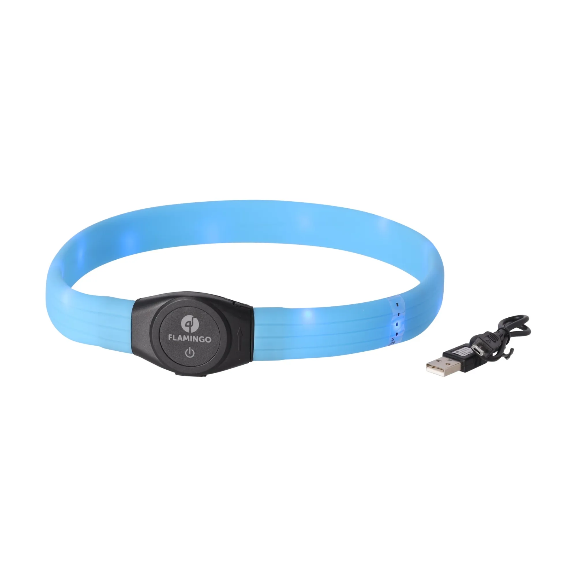 Flamingo Hondenriem>Halsband visio LED jumbo 7mm blauw