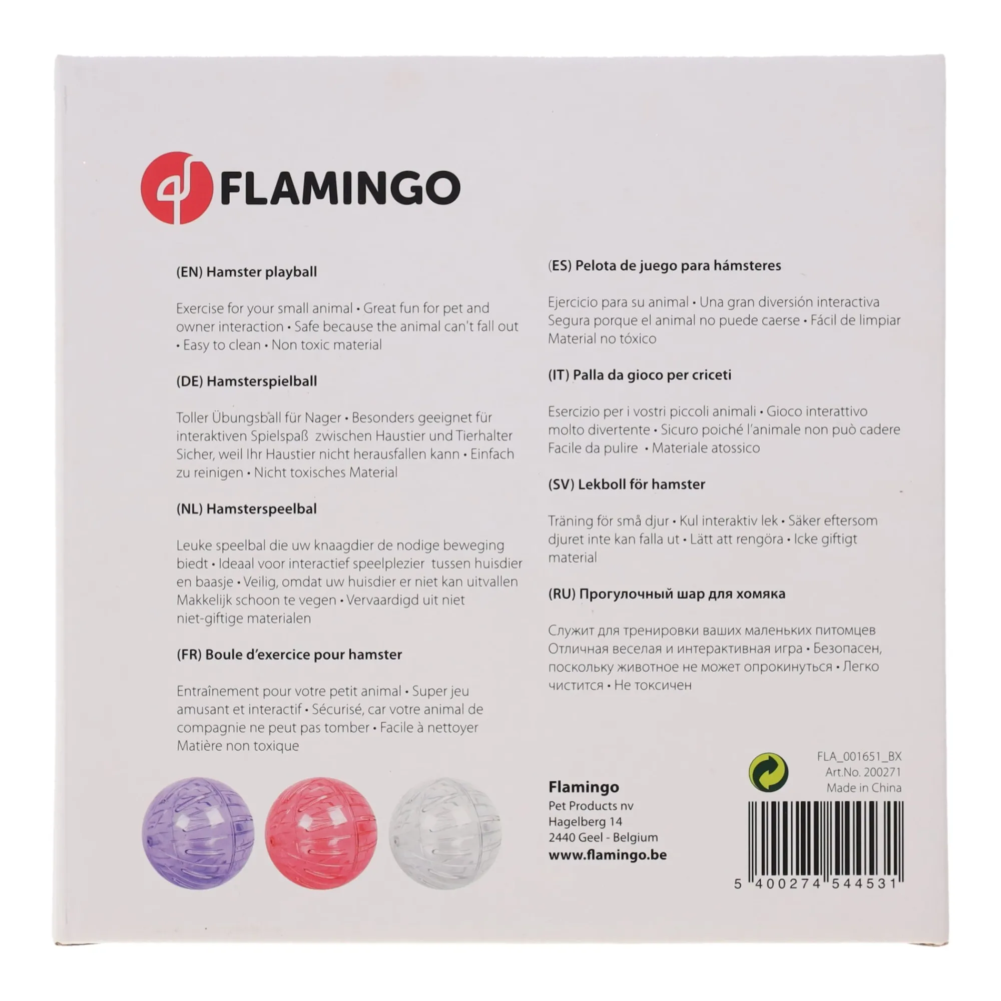 Flamingo Knaagdier Speelgoed>Hamsterspeelbal neon