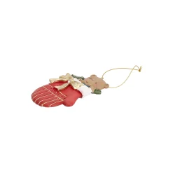 Kerstballen|Kerstdecoratie>Hanger beer rood 11 cm