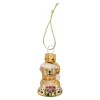 Kerstdecoratie|Kerstballen>Hanger glas beer met cadeau goud