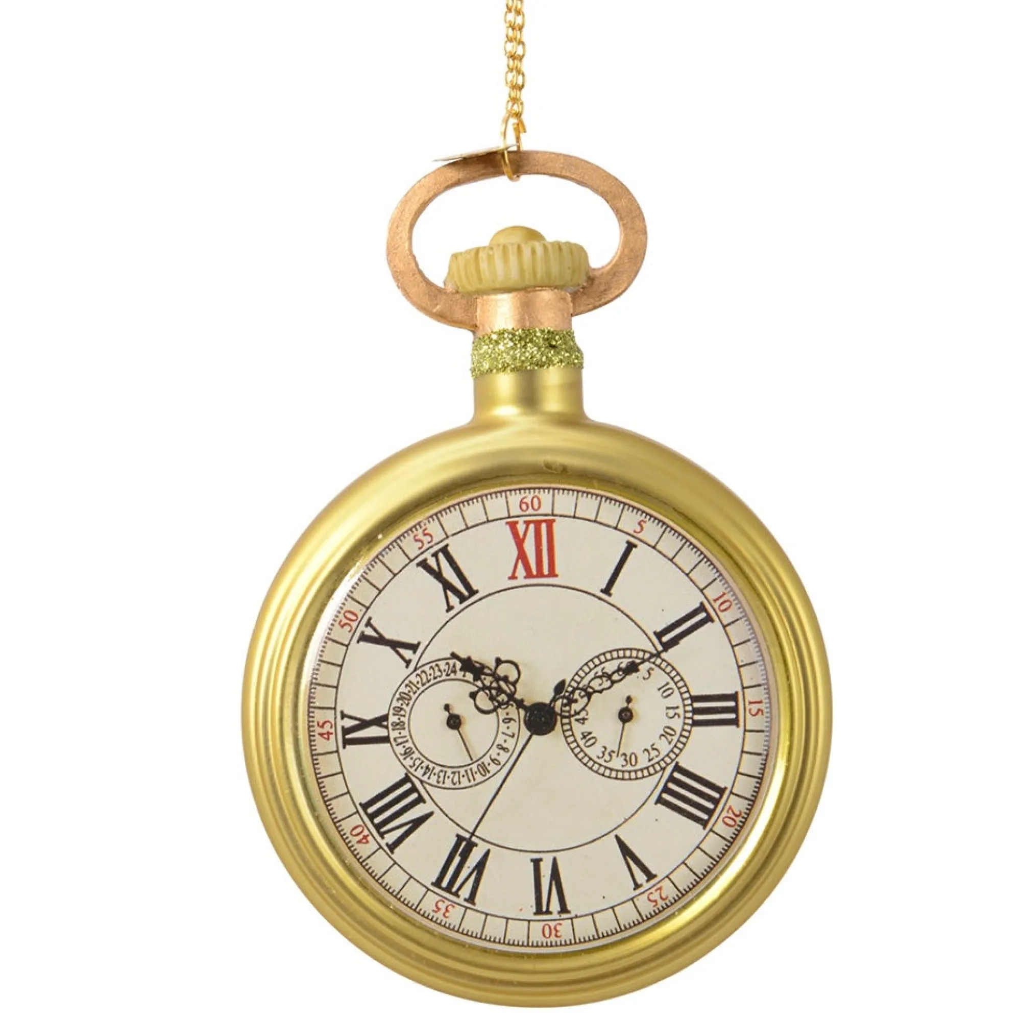 Decoris Kerstdecoratie|Kerstballen>Hanger glas klok goud 11 cm