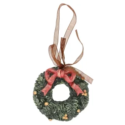 Kerstballen|Kerstdecoratie>Hanger krans strik rood 8 cm