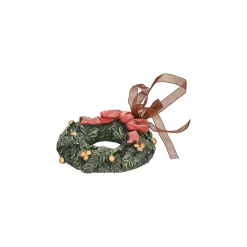 Kerstballen|Kerstdecoratie>Hanger krans strik rood 8 cm