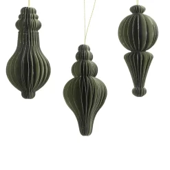 Decoris Kerstballen|Kerstdecoratie>Hanger papier pegel groen 12 cm