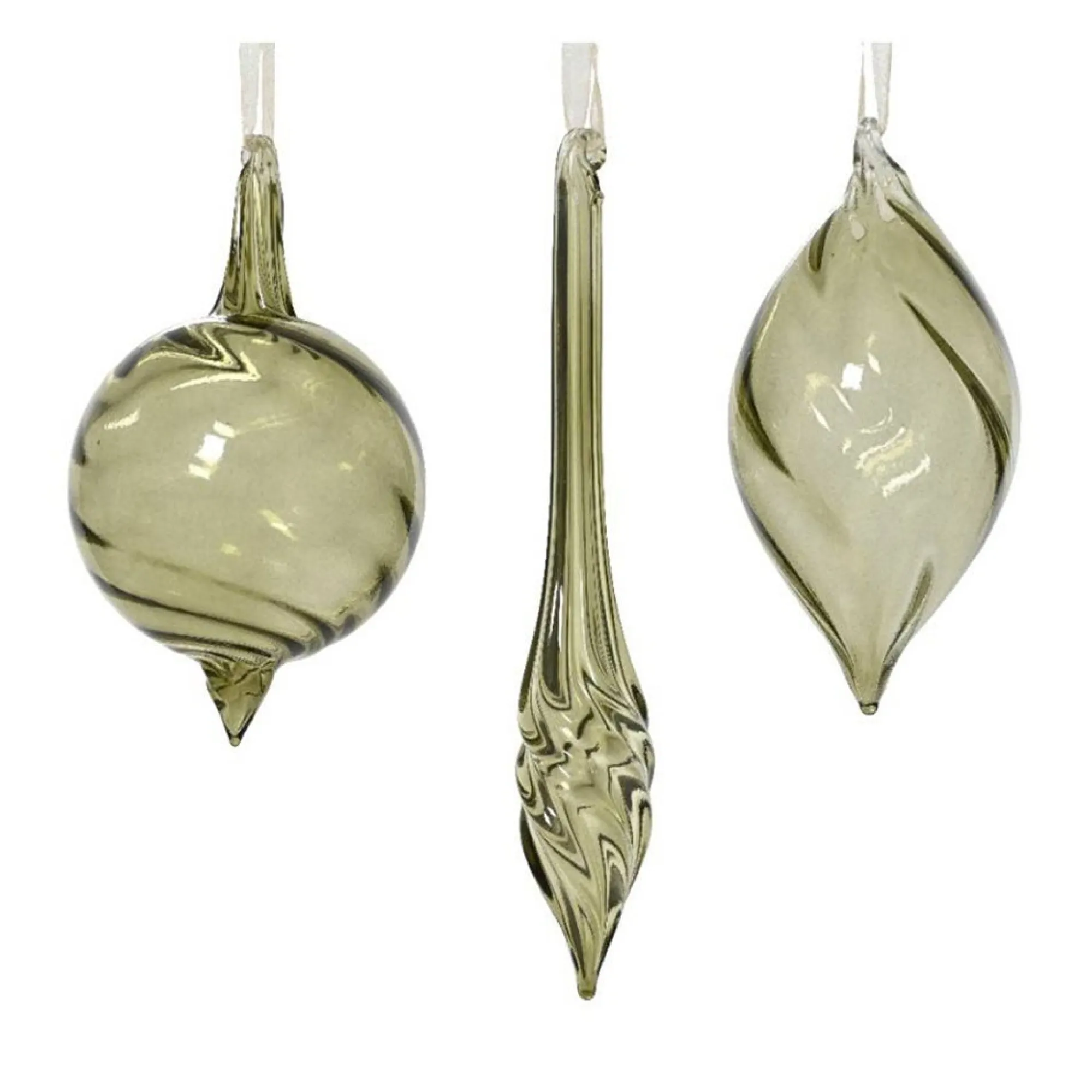 Decoris Kerstballen|Kerstdecoratie>Hanger pegel glas groen 13 cm