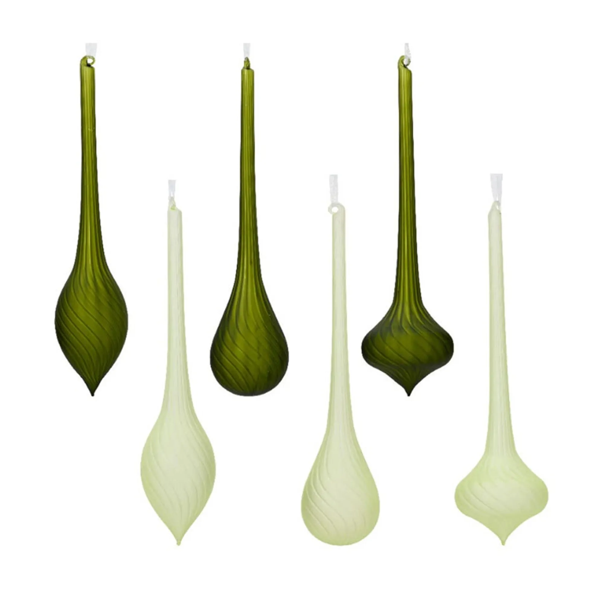 Decoris Kerstballen|Kerstdecoratie>Hanger pegel glas mat groen 31 cm