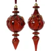 Decoris Kerstballen|Kerstdecoratie>Hanger pegel glas rood 18 cm