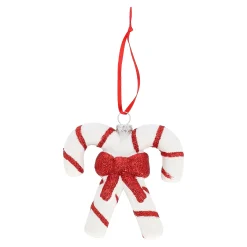Kerstdecoratie|Kerstballen>Hanger snoepstok strik 10 x 10 cm