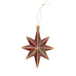 Kerstdecoratie|Kerstballen>Hanger ster rood 10 x 14 cm