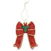 Kerstdecoratie|Kerstballen>Hanger strik rood goud 9 x 10 cm