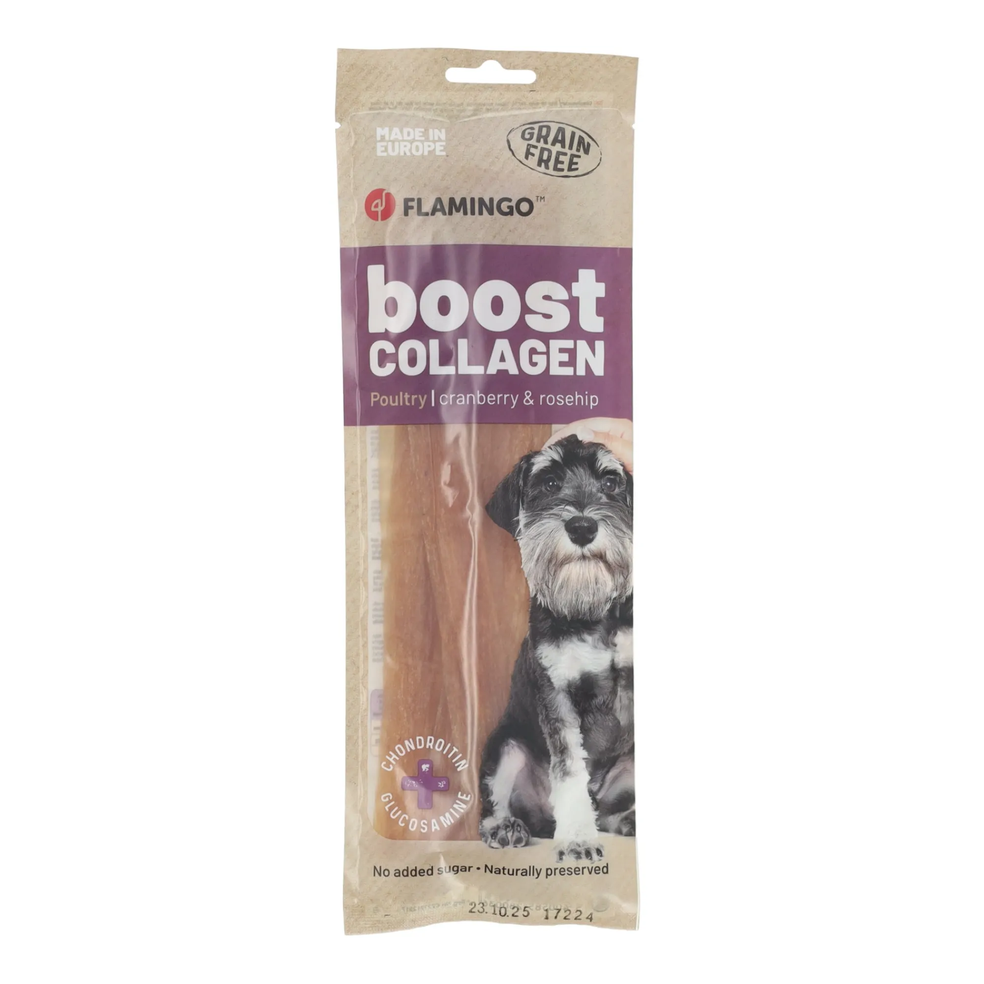 Flamingo Hondensnacks>Hondensnack boost strips kip met collageen 60 g