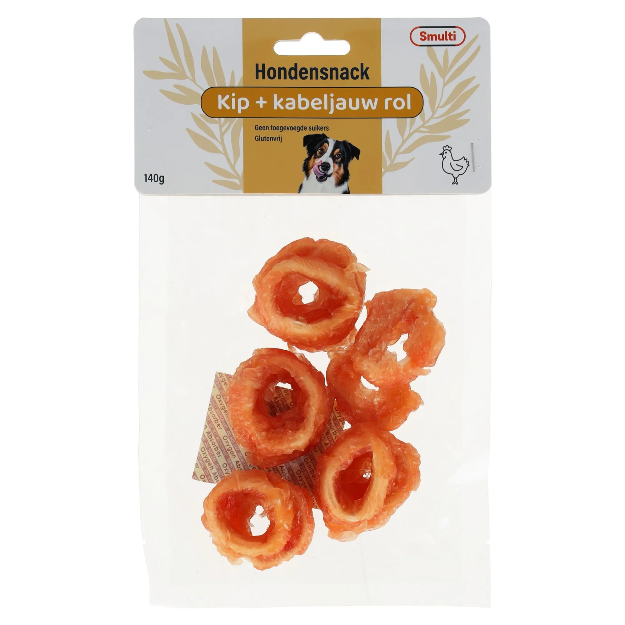 Smulti Hondensnacks>Hondensnack kabeljauw rol met kip 140g