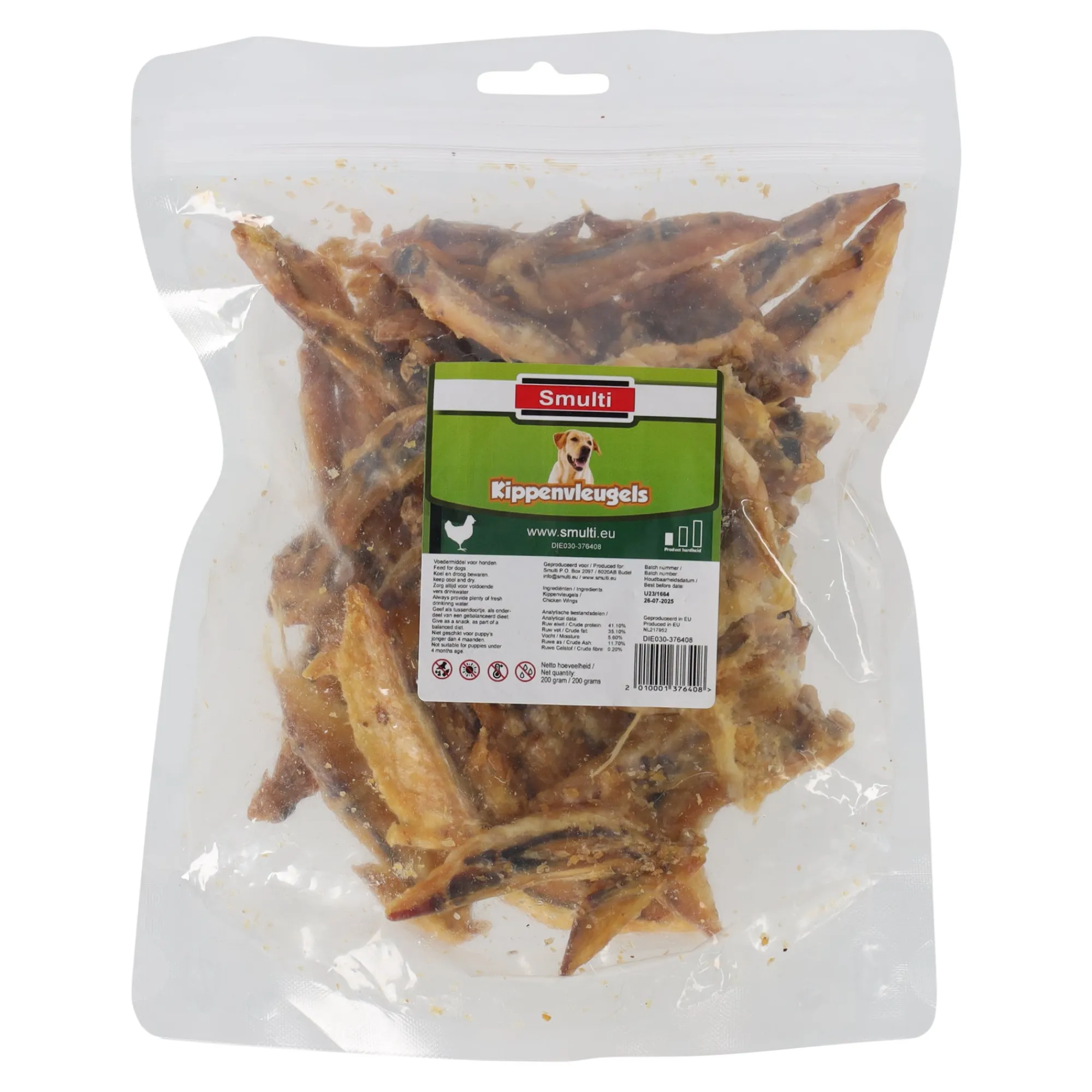 Smulti Hondensnacks>Hondensnack kippenvleugel 200g