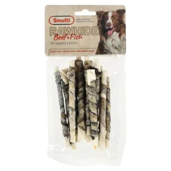 Smulti Hondensnacks>Hondensnack rawhide staaf met vis 85 gr