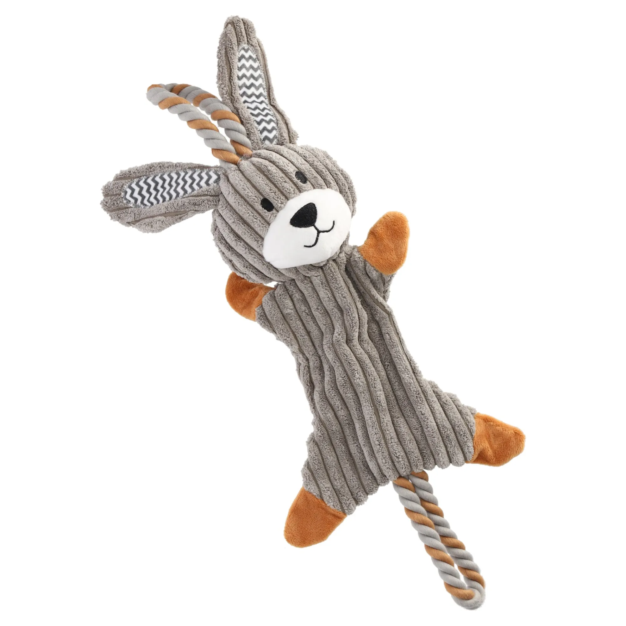 Friendly Pet Hondenspeelgoed>Hondenspeelgoed Gommy konijn + trektouw grijs 48cm