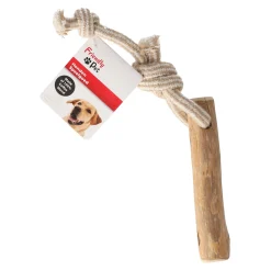 Friendly Pet Hondenspeelgoed>Hondenspeelgoed Java hout stok + trektouw bruin S