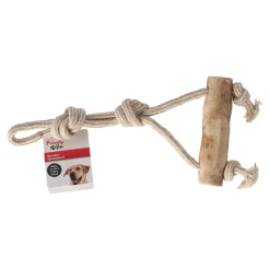 Friendly Pet Hondenspeelgoed>Hondenspeelgoed Java hout stok + trektouw bruin