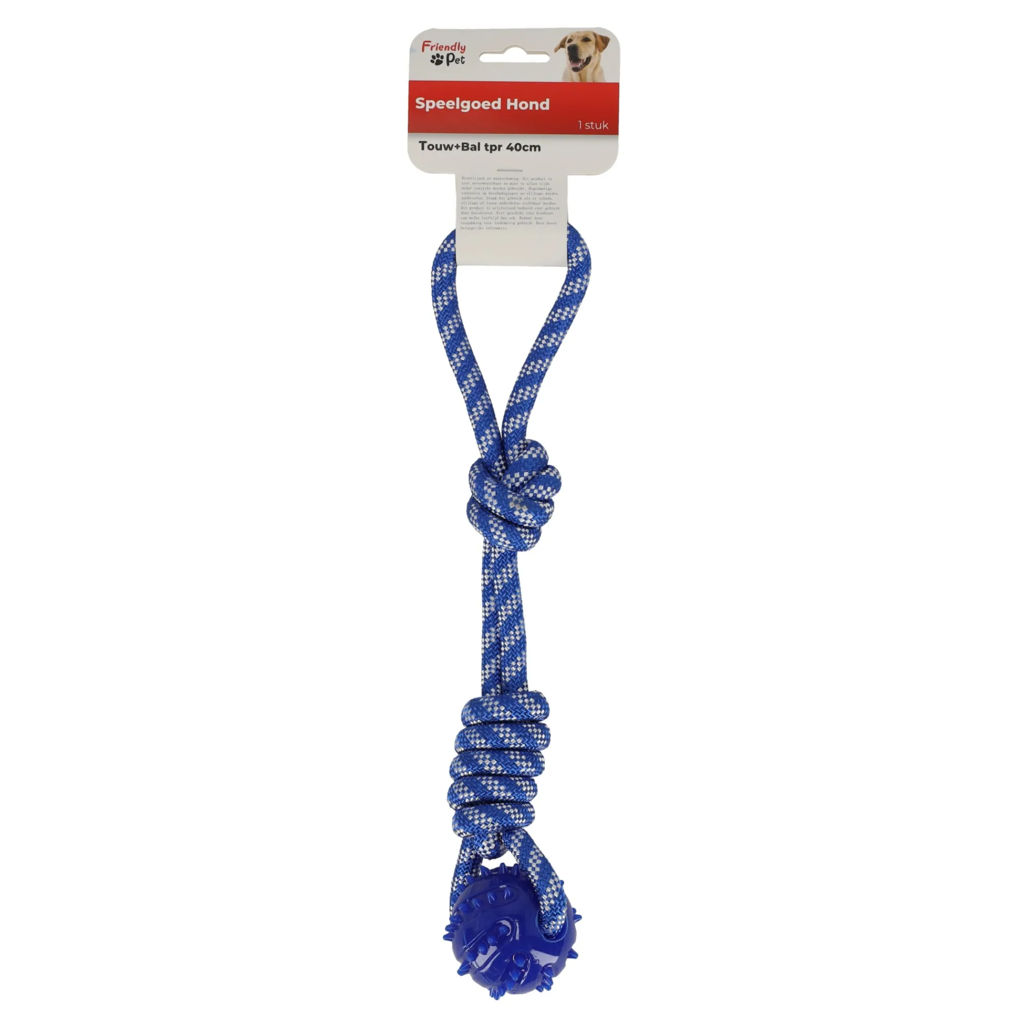 Friendly Pet Hondenspeelgoed>Hondenspeelgoed touw+bal tpr 40cm