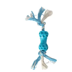 Friendly Pet Hondenspeelgoed>Hondenspeelgoed TPR lindo dumbbell + touw blauw 34cm