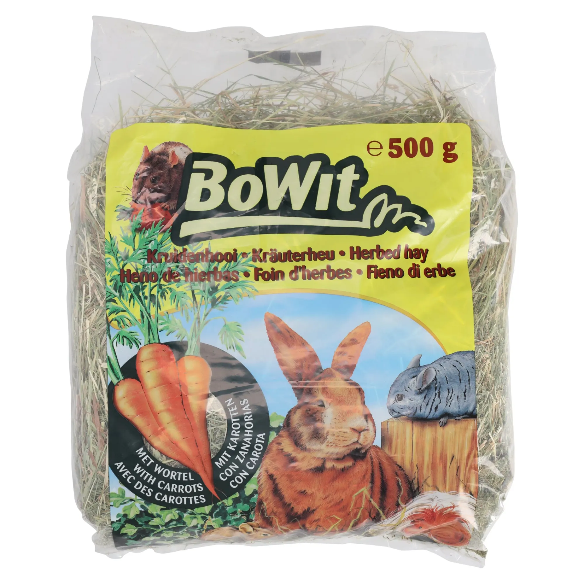 BoWit Knaagdiervoer>Hooi kruiden+wortel 500gr