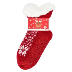 Kerstkleding>Huissok sneeuwvlok rood 35-38
