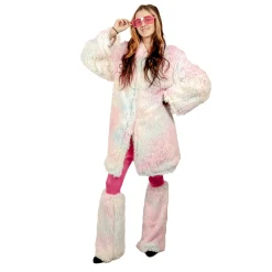 Van Cranenbroek Dameskostuums>Jas fluffy rainbow S-M