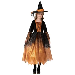 Van Cranenbroek Kinderkostuums>Jurk Heks oranje 104