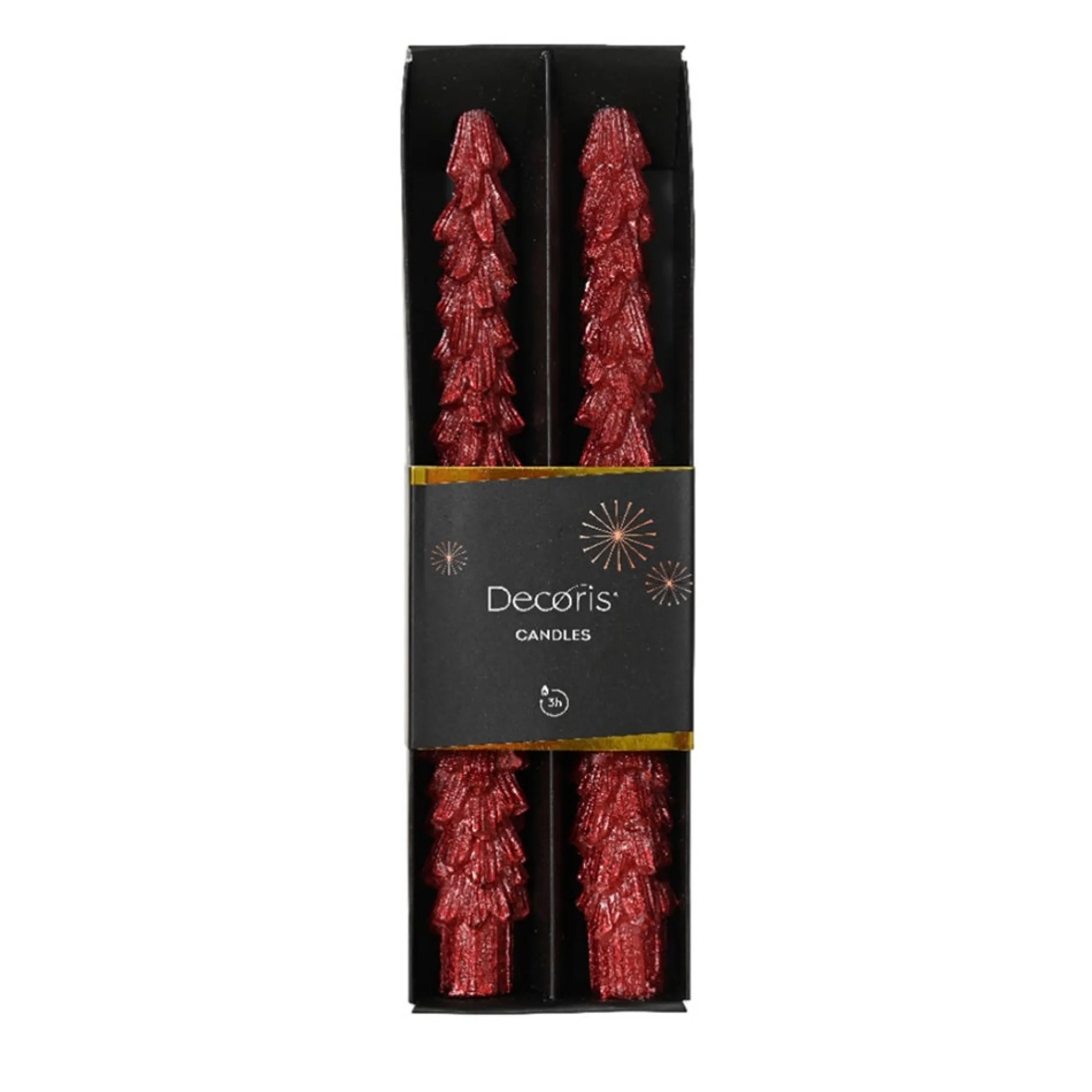 Decoris Kerstdecoratie>Kaars diner boom 25 cm rood 2st.