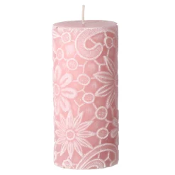 O'malley Kaarsen>Kaars lace 7 x 10 cm roze wit