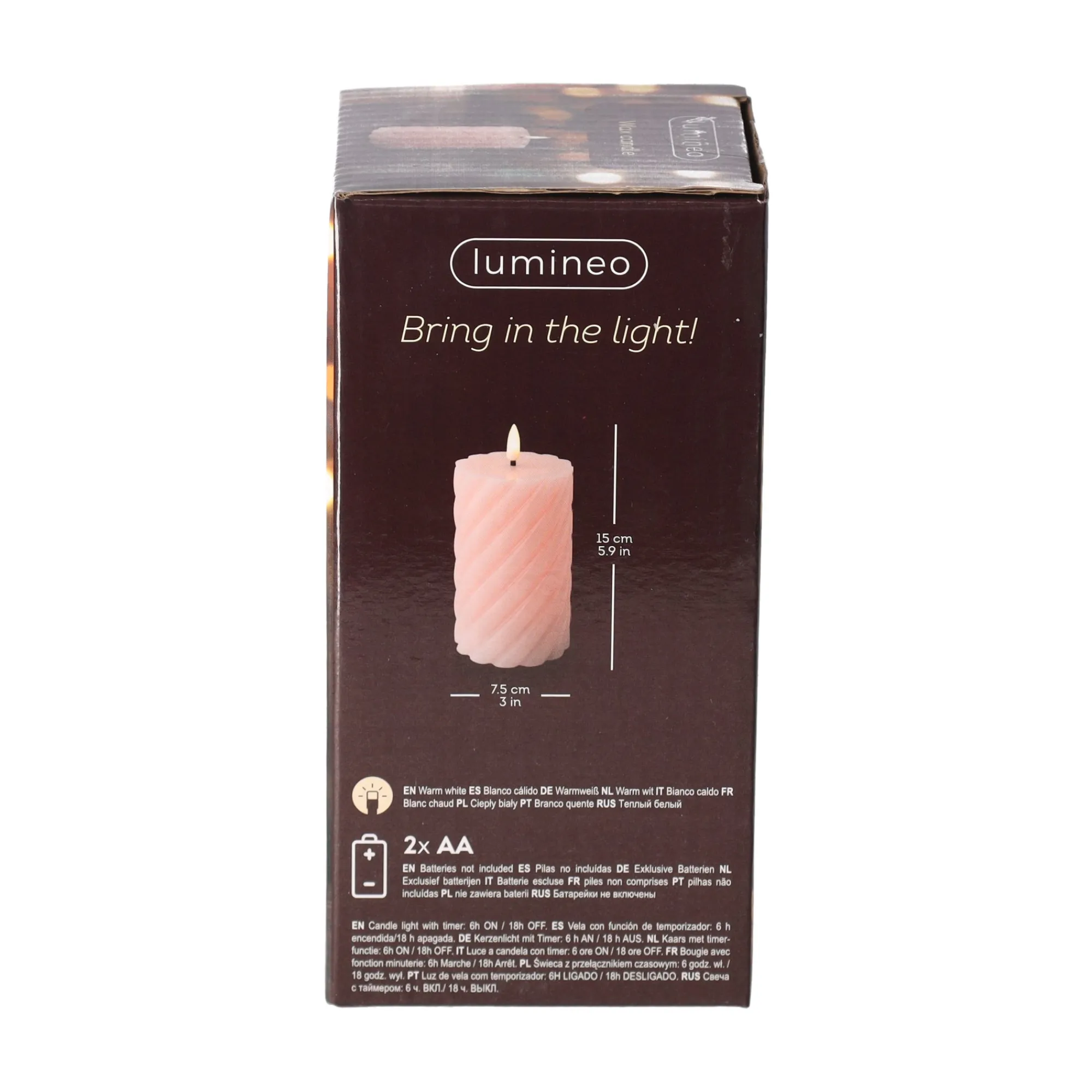 Lumineo Kaarsen>Kaars LED 15 cm licht roze