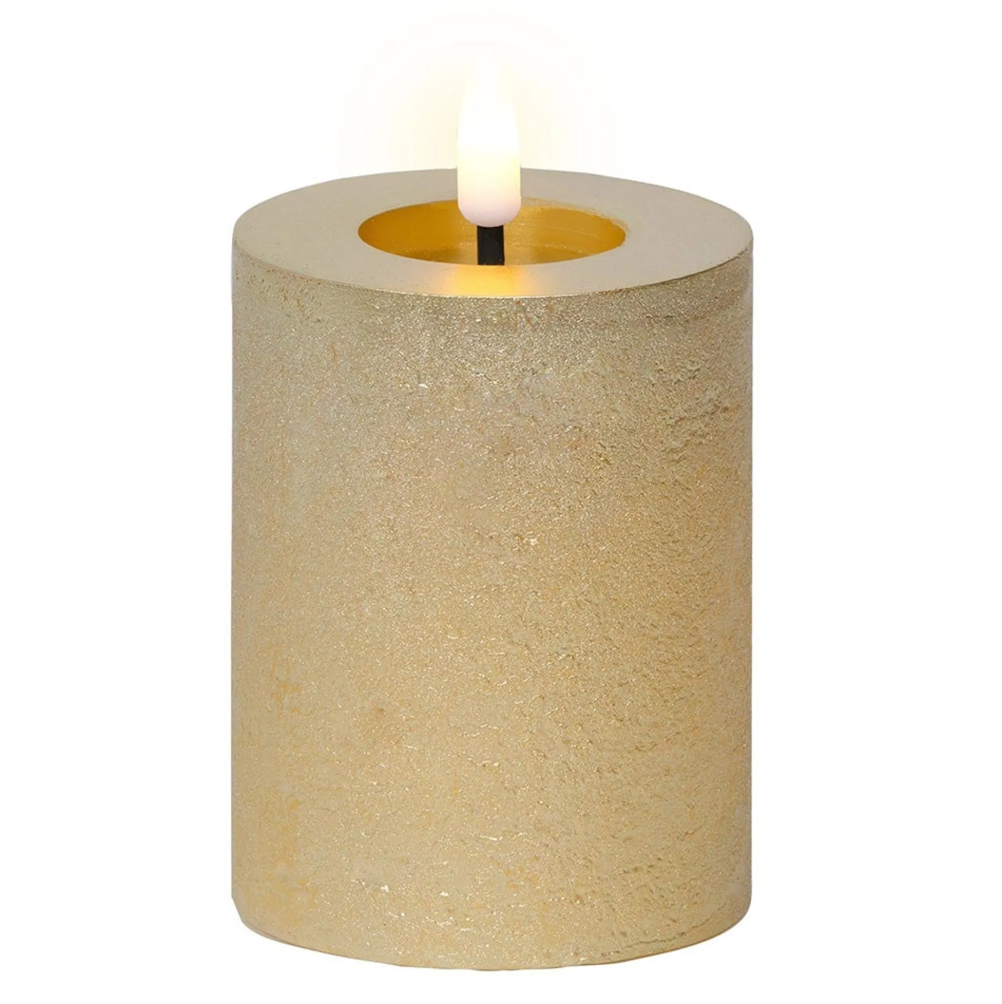 Lumineo Kerstdecoratie|Kaarsen>Kaars led glitter goud 11 cm
